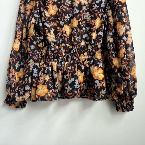 Old Navy V-Neck Smocked Floral Blouse Balloon Sleeve Babydoll Boho Peasant XL - Picture 14 of 15